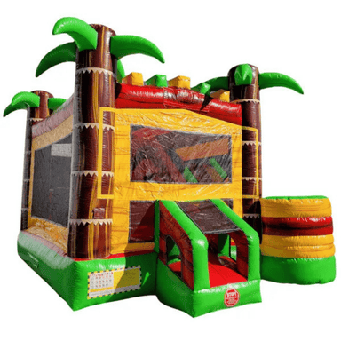 Moonwalk USA Palm Tree Bounce House Combo XL Wet/Dry Front Right View
