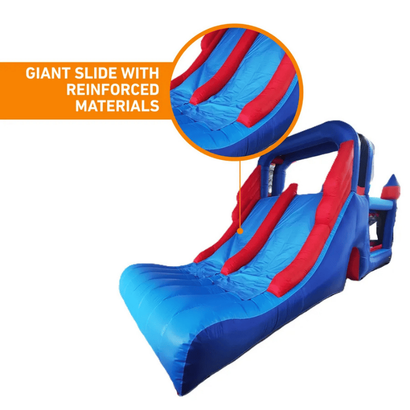 Avyna Royal Tower Slide 2 Inflatable Slide Front Left View with Materials Information