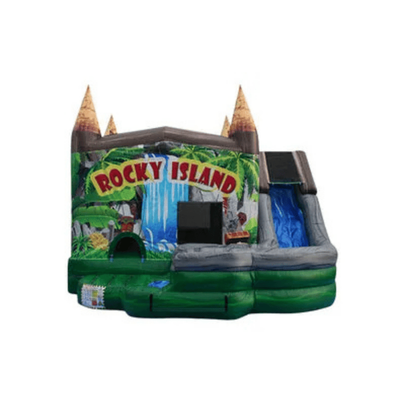 Rocky Island Jumper – Island-Themed Bounce House Front View