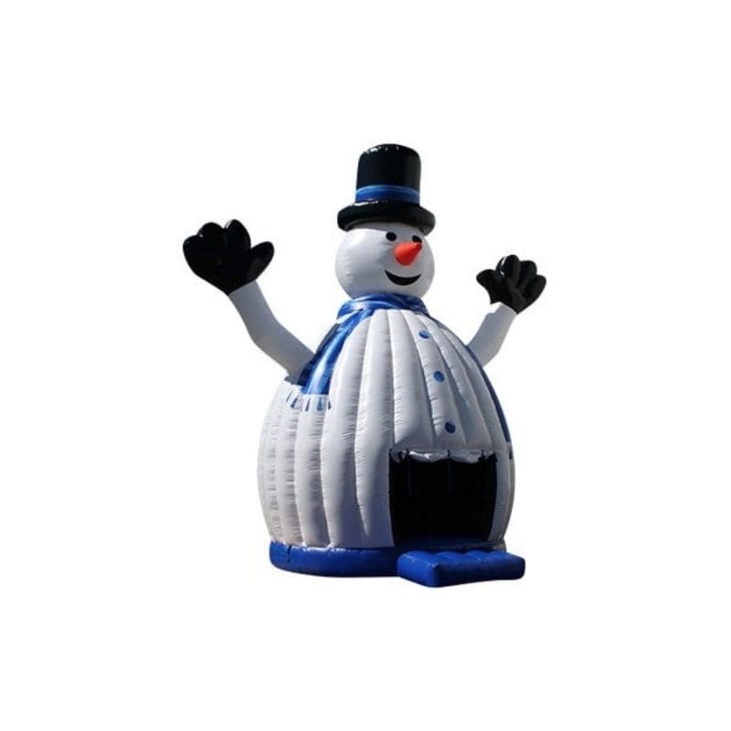 Bouncing Angels Snow Man Bounce House Winter Themed Front Right View