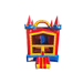 360 Primary Marble Combo – Colorful Commercial Combo Bounce House and Slide Front View