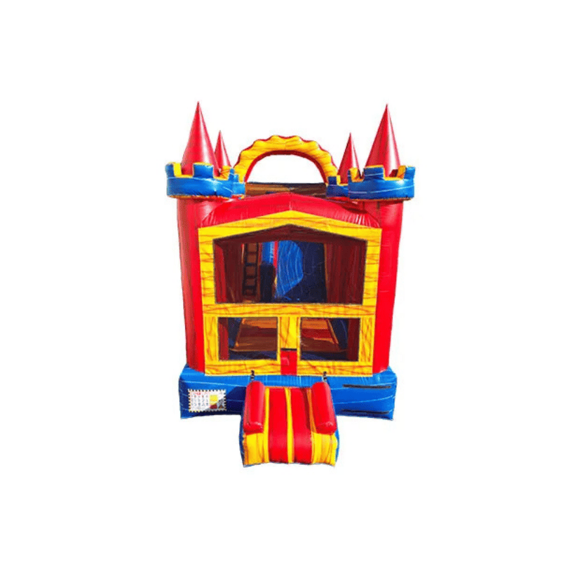 360 Primary Marble Combo – Colorful Commercial Combo Bounce House and Slide Front View
