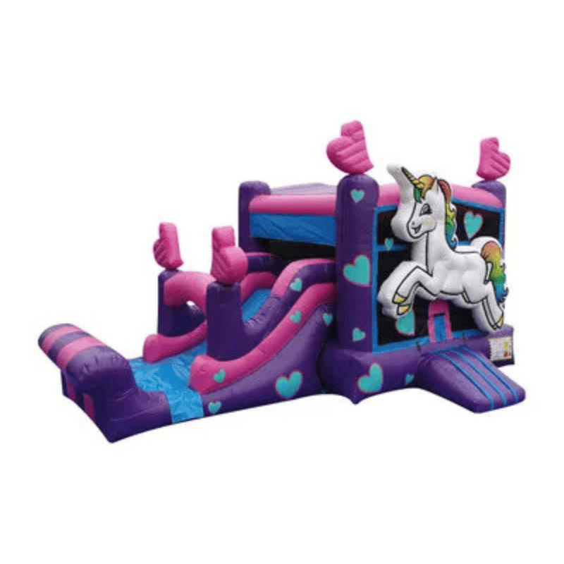 25ft Unicorn Combo – Mid-Size Fantasy Inflatable for Rentals Front Right View