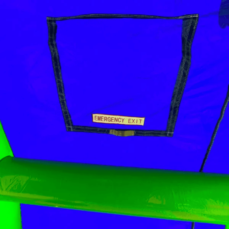 187_bbc98Moonwalk USA 34ft Palm Tree Combo Wet/Dry Bounce House Emergency Exit Feature