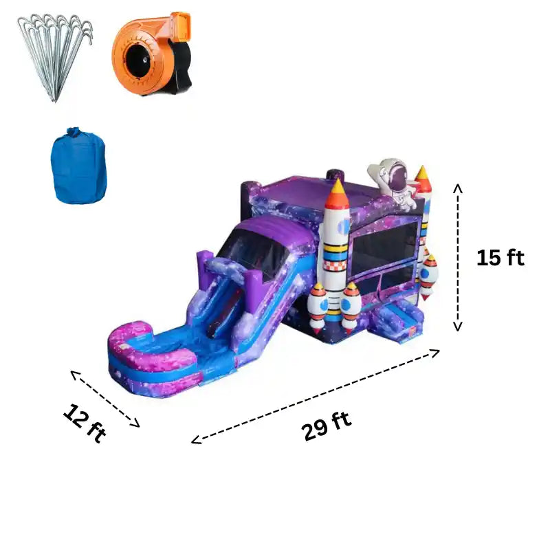 Eagle Bounce 2-Lane Space Bounce House Combo Wet n Dry