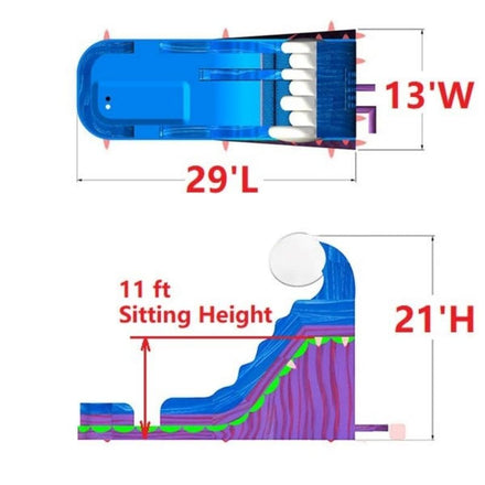 21 FT TALL Water Slide for Sale Specifications and Dimensions