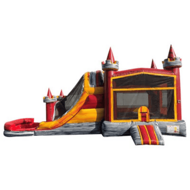 27ft Red Hot Lava Castle Combo – Fiery Castle Inflatable with Slide Front Alternate View