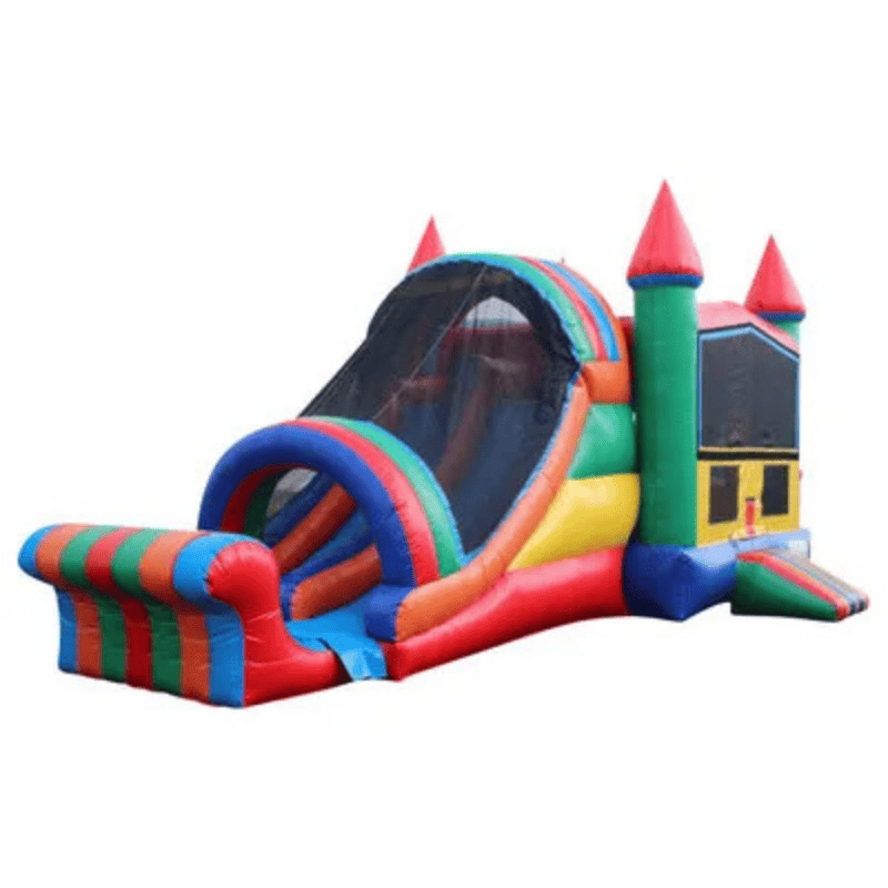27ft Castle Mod Combo – Classic Castle Design Bounce House with Slide Front Right Slide View