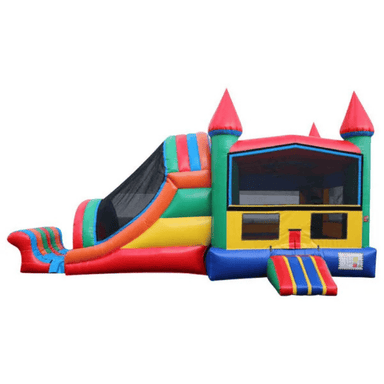27ft Castle Mod Combo – Classic Castle Design Bounce House with Slide Front View