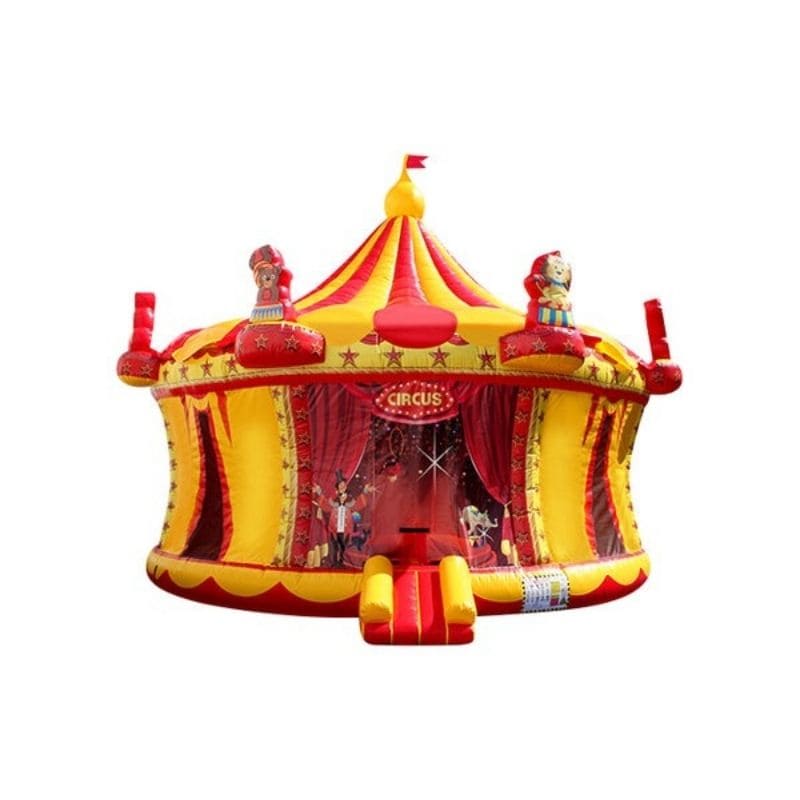 Bouncing Angels Circus Arena Bounce House in Yellow and Red Front View