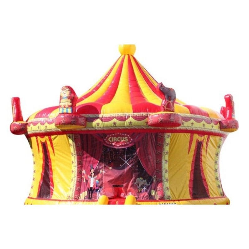 Bouncing Angels Circus Arena Bounce House in Yellow and Red Front Top View