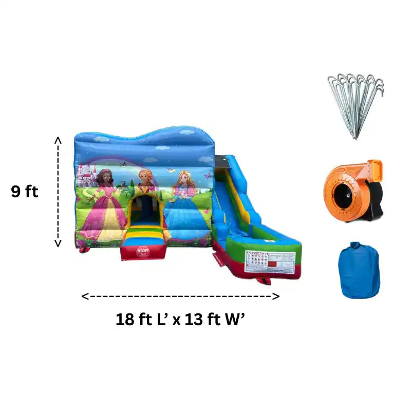 Princess Bounce House Combo with Removable Pool with Slide