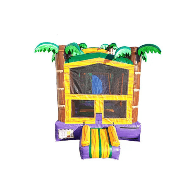360 Tropical Combo – Inflatable Combo Unit with Palm Tree Theme for Summer Events Front View