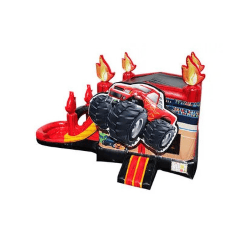 25ft Digger Monster Truck Combo – Construction-Themed Inflatable for Parties Front View