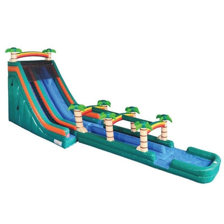 22 FT Dual Lane Palm Tree Water Slide with Slip and Slide front-right view