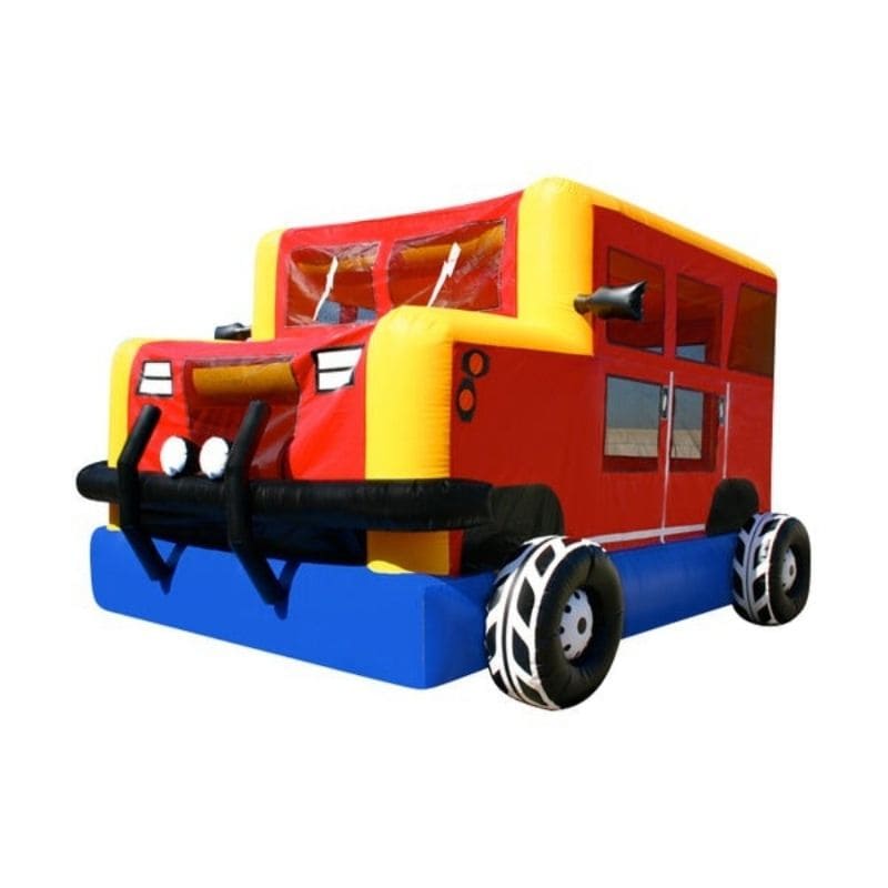 Bouncing Angels Hummer Jumper Car Themed Bounce House in Primary Colors Front Left View