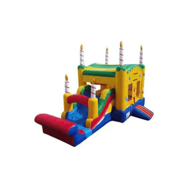 25ft Birthday Cake Combo – Festive Party Inflatable for Rentals Front Left View
