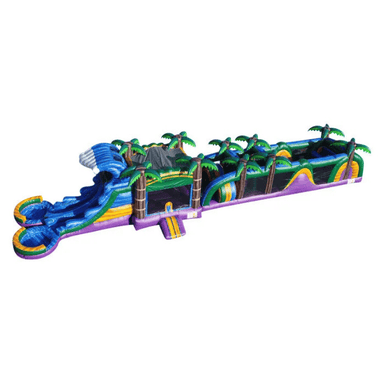 70ft Tropical Oasis Obstacle Course – Island Journey Inflatable Race Front Top View