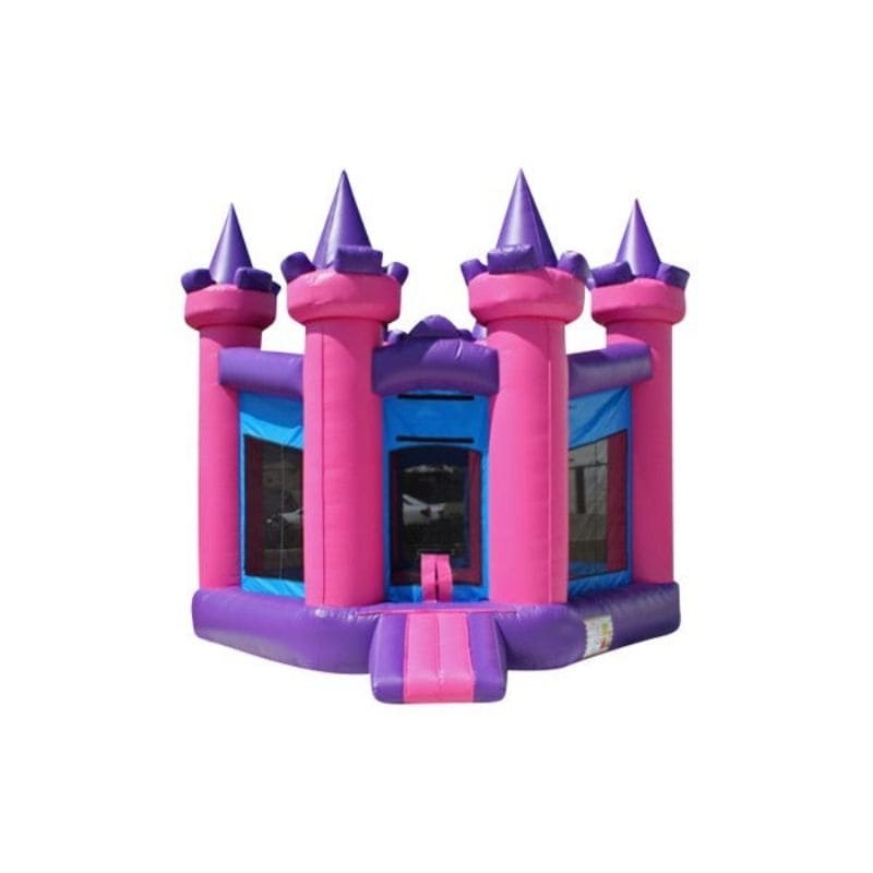 Bouncing Angels Medieval Castle Premium Bounce House in Pink Front View