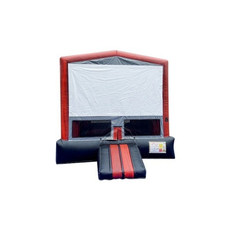 Bouncing Angels Movie Screen Bounce House in Red and Black Front View