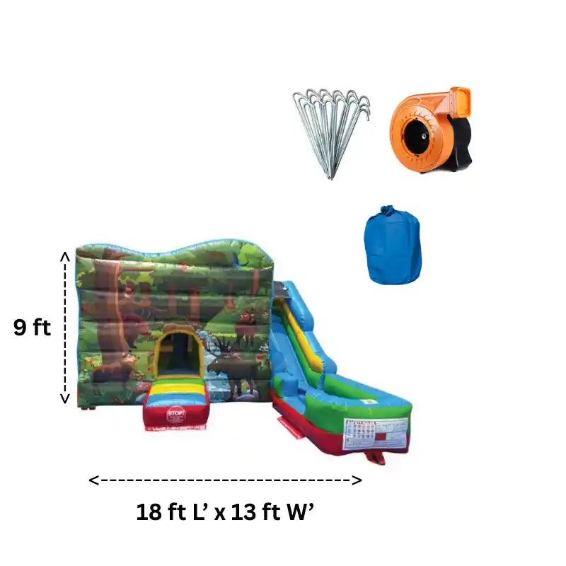 Safari Bounce House Combo with Slide and Removable Pool