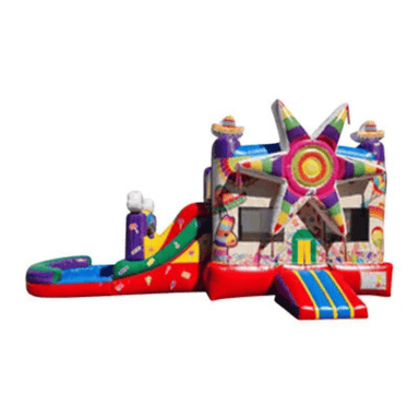 25ft Fiesta Combo – Colorful Party Bounce House for Rentals Front View