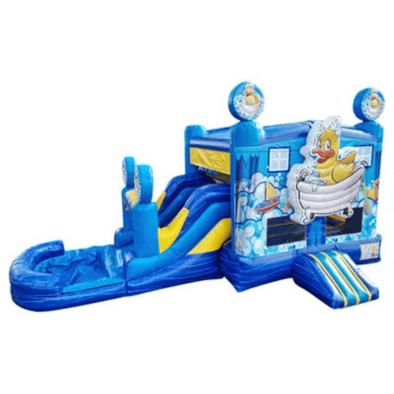 25ft Duck Combo – Cute Animal-Themed Inflatable for Kids’ Parties Front Right View