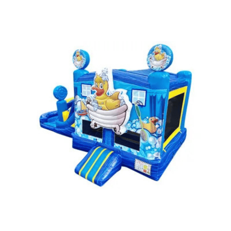 25ft Duck Combo – Cute Animal-Themed Inflatable for Kids’ Parties Front Left View