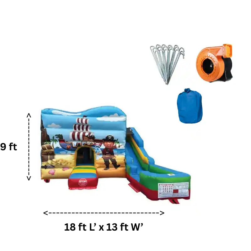 Pirate Bounce House Combo with Slide and Removable Pool