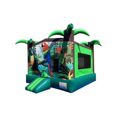 Bouncing Angels Tropical Inflatable Jumper - 15 FT Parrot Themed Bounce House Front Left View