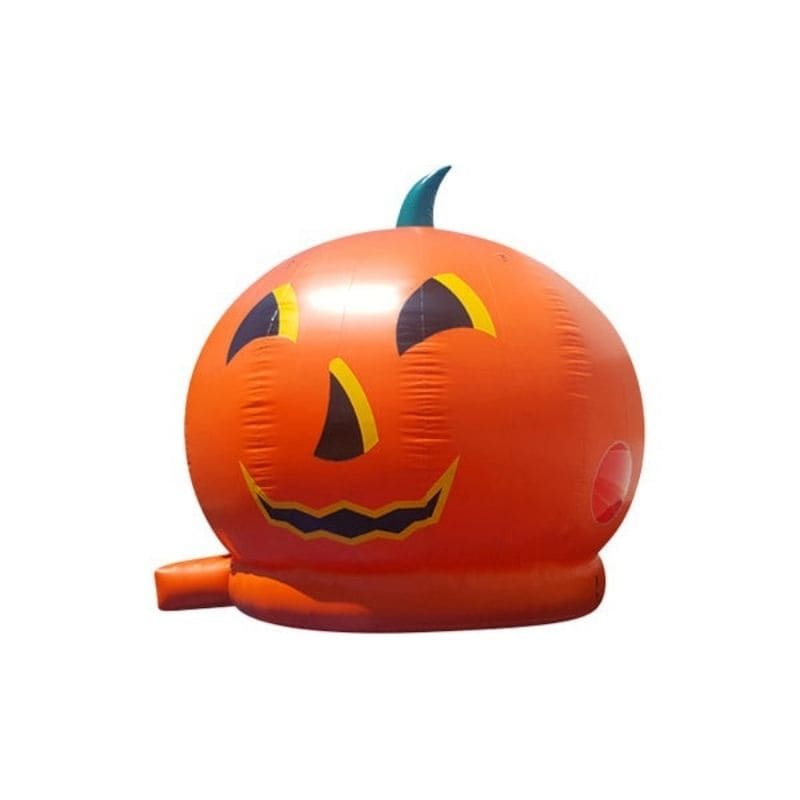 Bouncing Angels Pumpkin Inflatable Halloween Themed Bounce House Front Left View