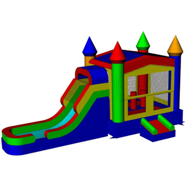 Moonwalk USA Rainbow Bouncy House Combo Wet n Dry Front Render View