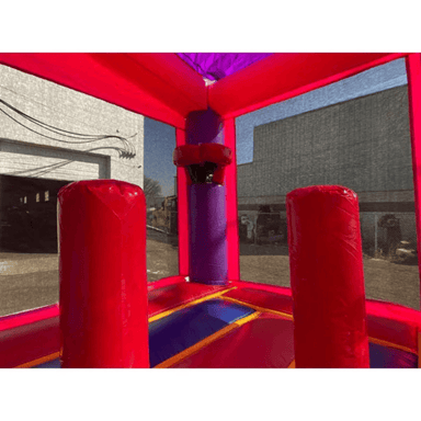 Moonwalk USA Pink Castle Bouncy House Combo Wet n Dry Inside Obstacles View
