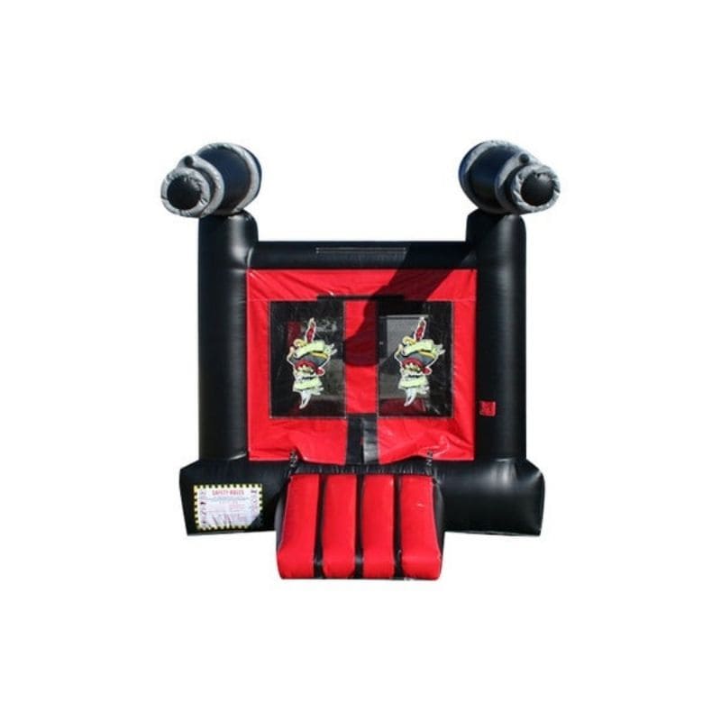 Bouncing Angels Pirate Ball Pit Jumper - Commercial-Grade Bounce House 11 x 11 ft in Red and Black Front View
