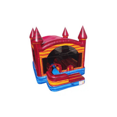 5-in-1 Red Marble Castle Combo – Premium Marble Design Bounce House Front Right View