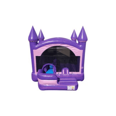 5-in-1 Pink & Purple Castle Combo – Vibrant Royalty-Themed Inflatable Front View