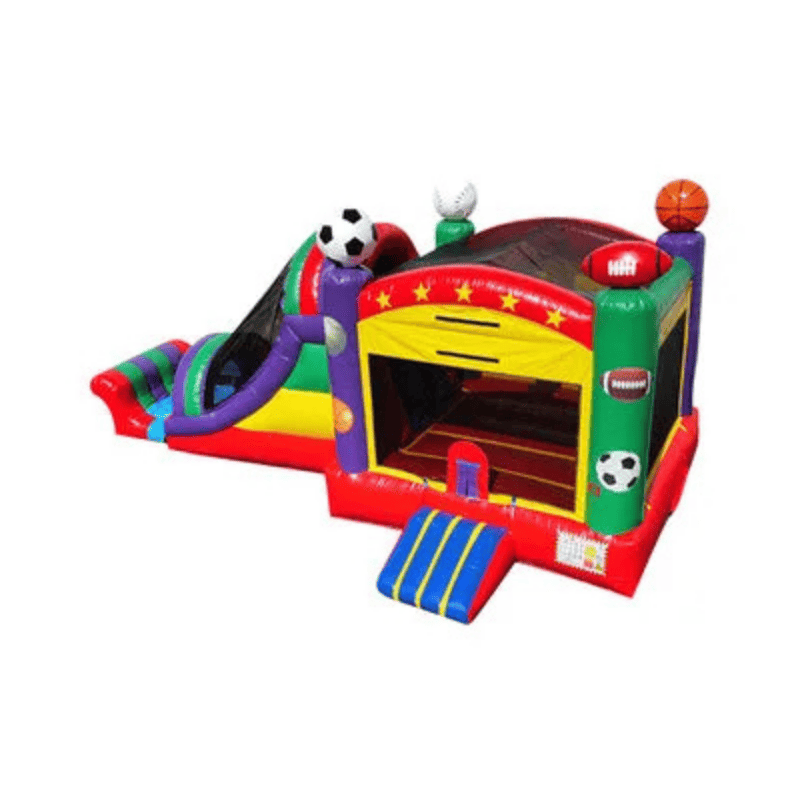 27ft Sports Combo – Multi-Sport Inflatable Bounce House with Slide for Events Front Right Top View