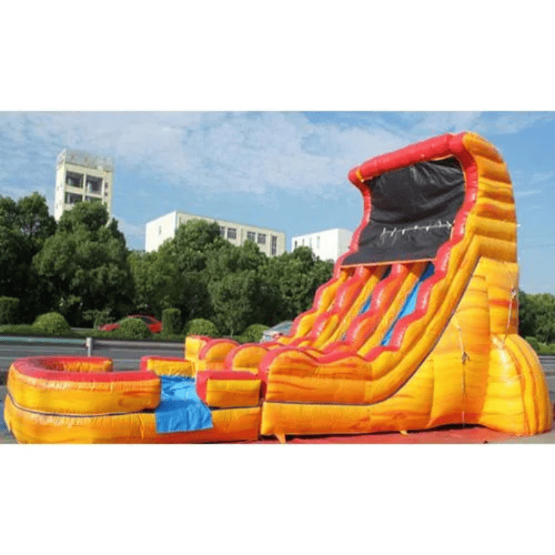 Moonwalk USA 2-Lane Volcano Screamer Slide w/ Slip n Splash Front Left View