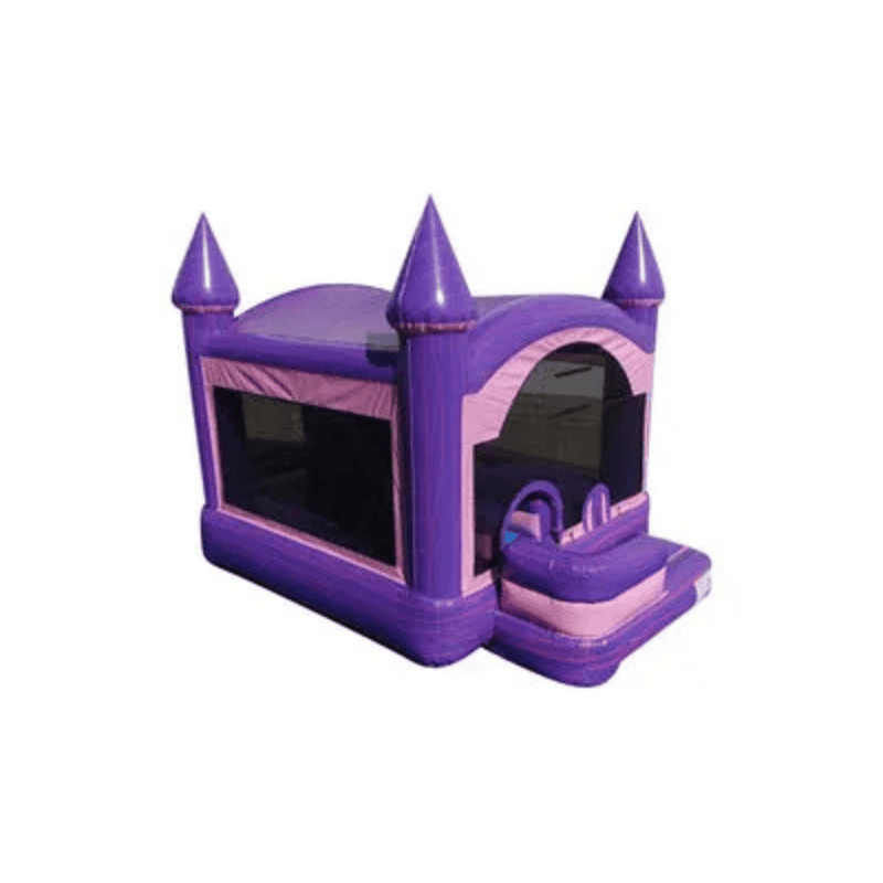 5-in-1 Pink & Purple Castle Combo – Vibrant Royalty-Themed Inflatable Front Right View