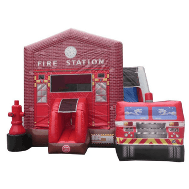 Moonwalk USA Fire Station Bouncy House Combo Wet n Dry Front View