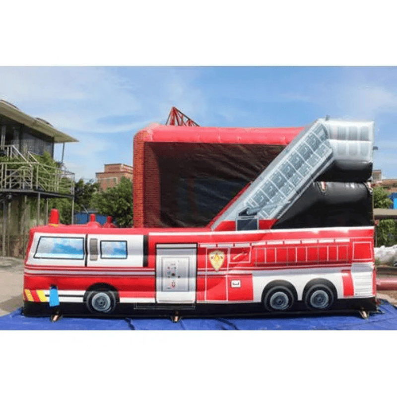 Moonwalk USA Fire Station Bouncy House Combo Wet n Dry Left View