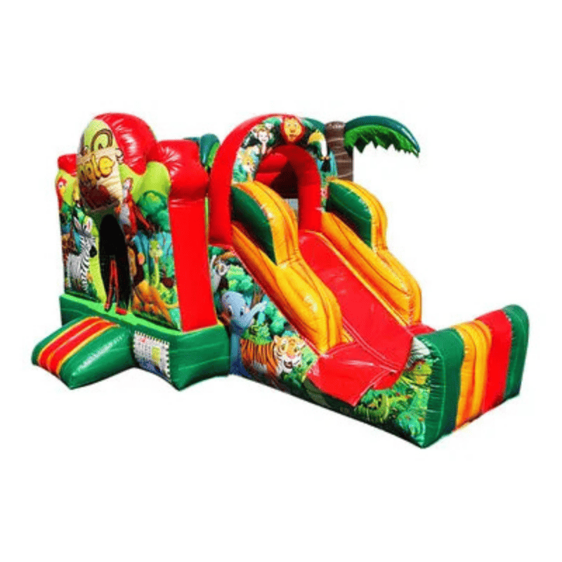 Fun Size Jungle Combo – Wild Animal-Themed Compact Inflatable Front Left Slide View