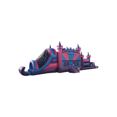 45ft Princess Obstacle Course – Royal-Themed Inflatable for Princess Parties Front Far Viw