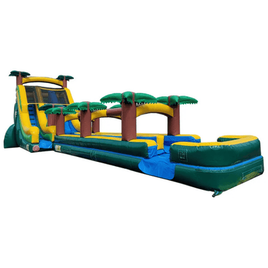 Moonwalk USA 19'H 2-Lane Palm Tree Screamer Slide w/ Slip n Splash Front Right Alternate View