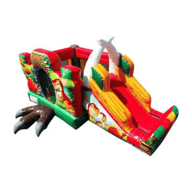 Fun Size Dino Combo – Prehistoric-Themed Bounce House for Little Explorers Front Top Right View