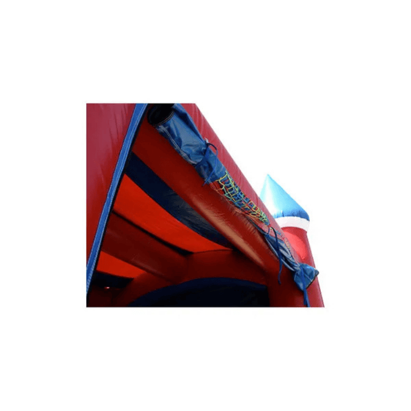 45ft All-American Obstacle Course – Patriotic Inflatable for National Holidays Top Entrance View