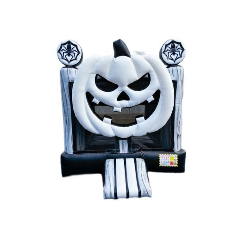 Bouncing Angels White Pumpkin Inflatable Jumper - 13 FT Halloween Bounce House Front View