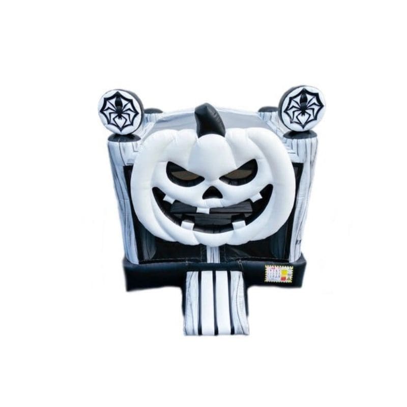 Bouncing Angels White Pumpkin Inflatable Jumper - 13 FT Halloween Bounce House Front Top View