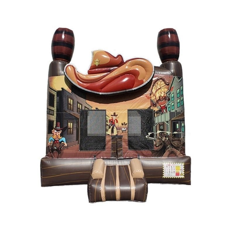 Bouncing Angels 3D Western Jumper Bounce House Cowboy Themed Front View