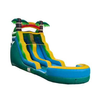 16ft Tropical Inflatable Water Slide with Pool – Inflate-O Jumpers Front Right View
